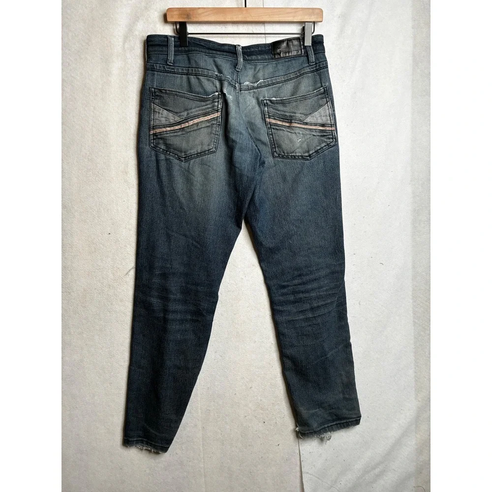 Fried Denim Mens Slim Fit Distressed Ripped Jeans Blue 32x30‎ skate grunge